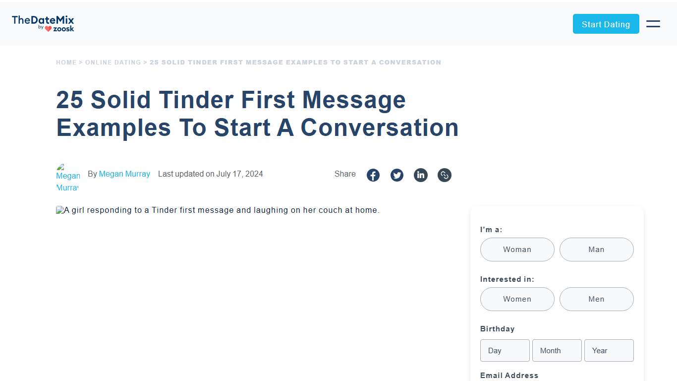 25 Solid Tinder First Message Examples to Start a Conversation