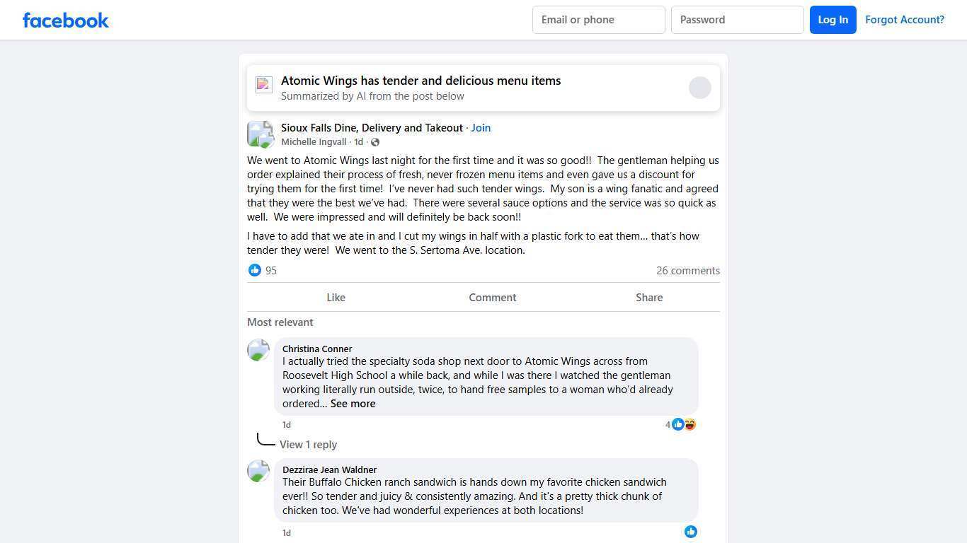 Sioux Falls Dine, Delivery and Takeout | We went to Atomic Wings last night for the first time and it was so good | Facebook